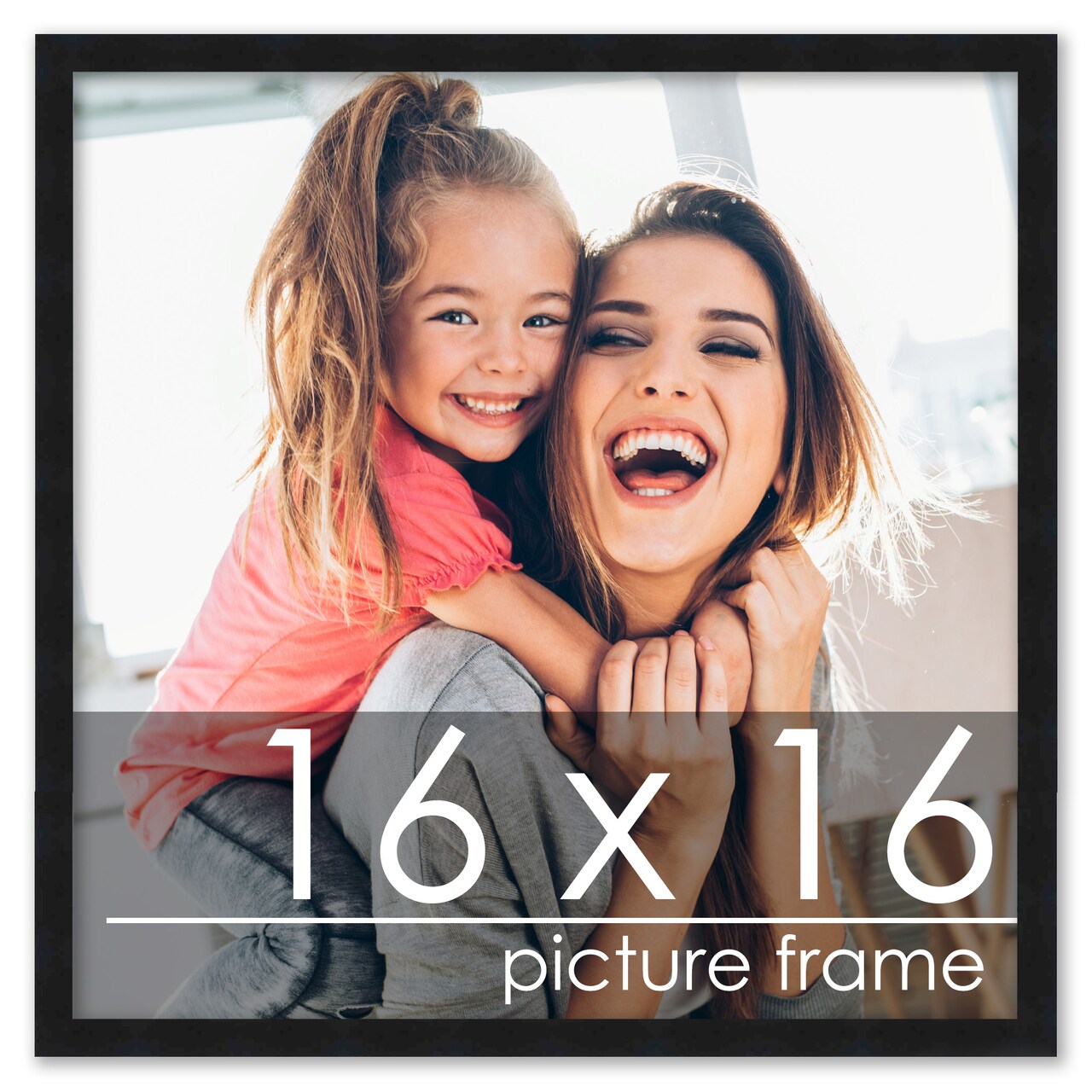 16x16 Solid Wood Picture Frame with UV-Resistant Acrylic & Acid-Free Backing, Available in 6 Finishes: Matte Black, Matte White, Metallic Bronze, Silver, Natural Wood Grain & Mahogany